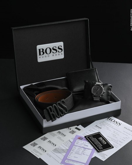 طقم هدية - Boss - فضي / اسود <br> <span class='text-color-warm'>نفدت الكمية</span>