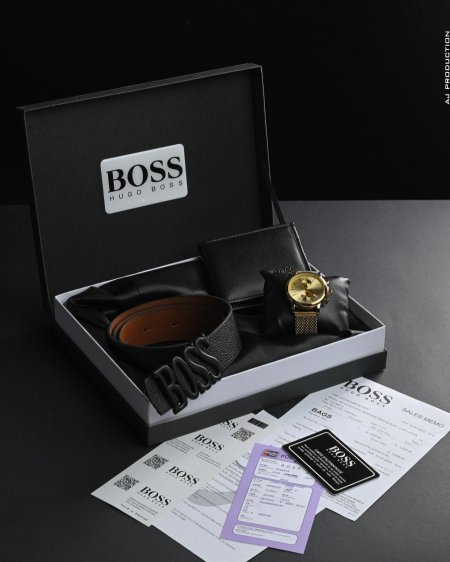 طقم هدية - Boss - ذهبي / ذهبي <br> <span class='text-color-warm'>نفدت الكمية</span>