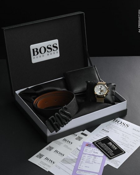 طقم هدية - Boss - ذهبي / ابيض <br> <span class='text-color-warm'>نفدت الكمية</span>