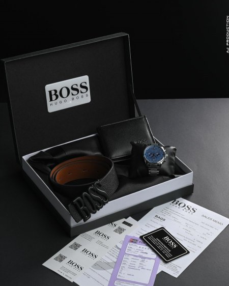 طقم هدية - Boss - فضي / ازرق <br> <span class='text-color-warm'>نفدت الكمية</span>