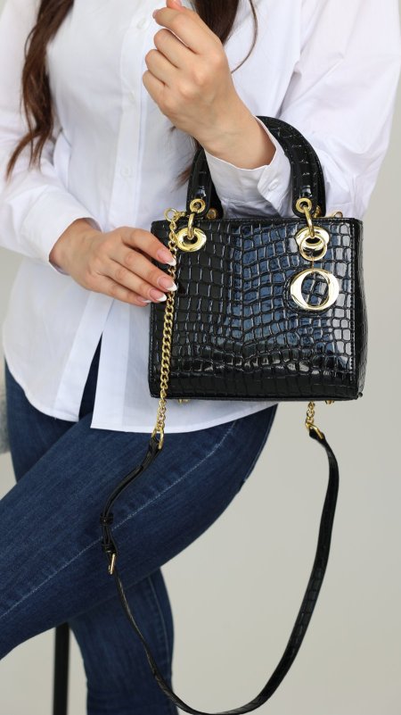 شنطة - Lady Dior كواليتي ماستر / مش مختم - شامل علبة - اسود تمساح / اكسسوار ذهبي