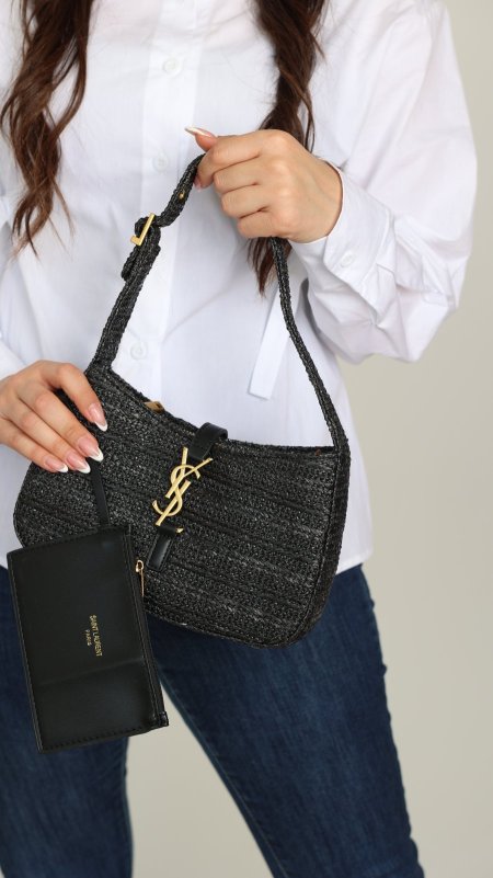 شنطة قش - YSL  A7 / شامل علبة - قش / اسود