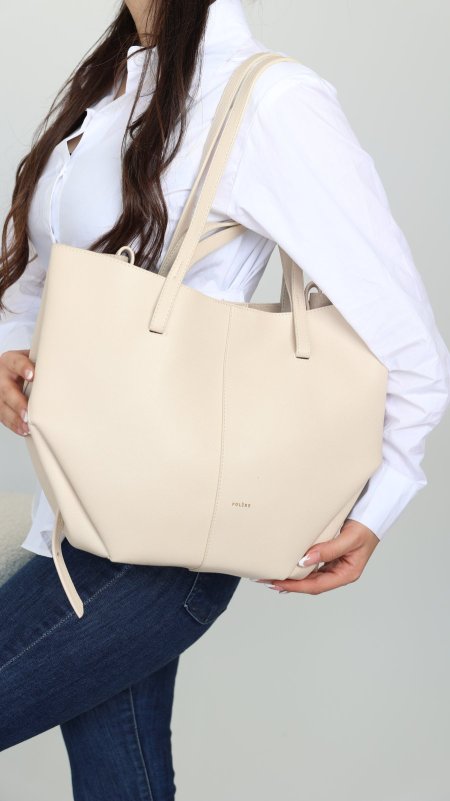 شنطة - POLENE / مقاس لارج ( الترند ) - بيج <br> <span class='text-color-warm'>نفدت الكمية</span>