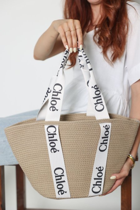 شنطة قش - Chloe - بيج غامق