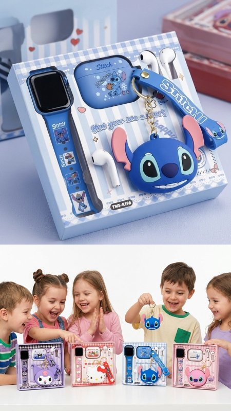 Stitch-Themed Accessories Gift Set (Airpods, Watch Strap, Case & Keychain)