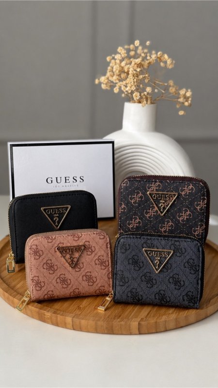 جزدان -Guess مقاس صغير / شامل علبة الشركة مع سحاب داخلي للفراطة