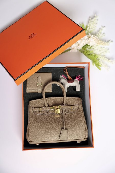 الطقم الاقتصادي - Hermis Birkin / شامل العلبة - كاكي ( Apricot ) <br> <span class='text-color-warm'>نفدت الكمية</span>