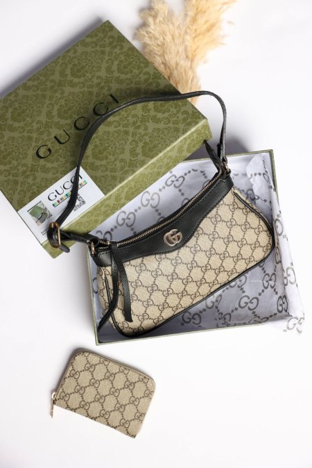 شنطة - OPHIDIA GUCCI / شامل جزدان وعلبة والشركة  - جوتشي / اسود <br> <span class='text-color-warm'>نفدت الكمية</span>