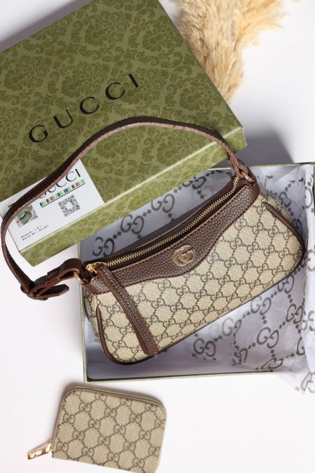 شنطة - OPHIDIA GUCCI / شامل جزدان وعلبة والشركة  - جوتشي / بني محروق <br> <span class='text-color-warm'>نفدت الكمية</span>