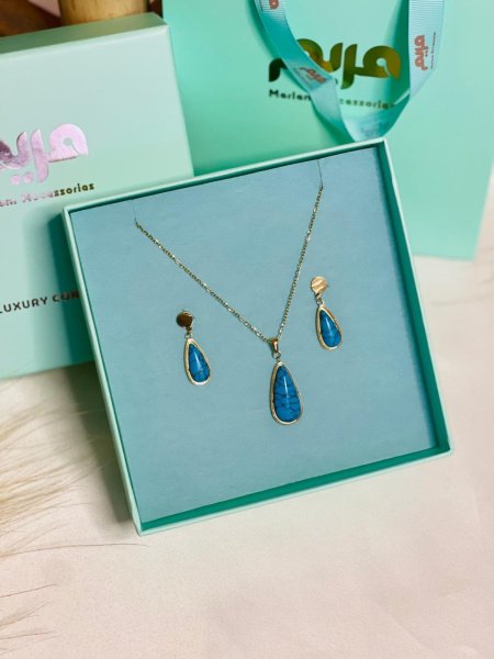 طقم - حجر كريم ( ٢ قطعة ) \ شامل علبة وكيس