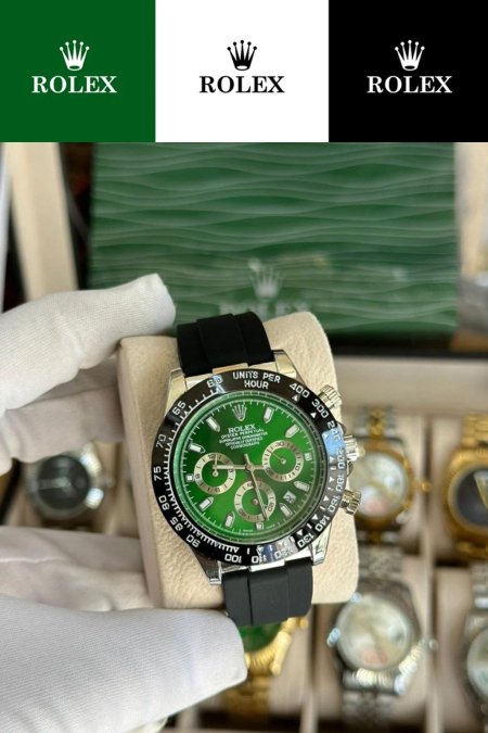 ساعة - Rolex /  قشاط جلد - اطار فضي / اخضر <br> <span class='text-color-warm'>نفدت الكمية</span>