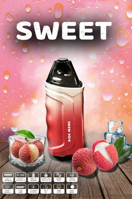 سيجارة الكترونية - Sweet Vape / ١٨ الف سحبة  - lush ice - لوتشي المثلجة