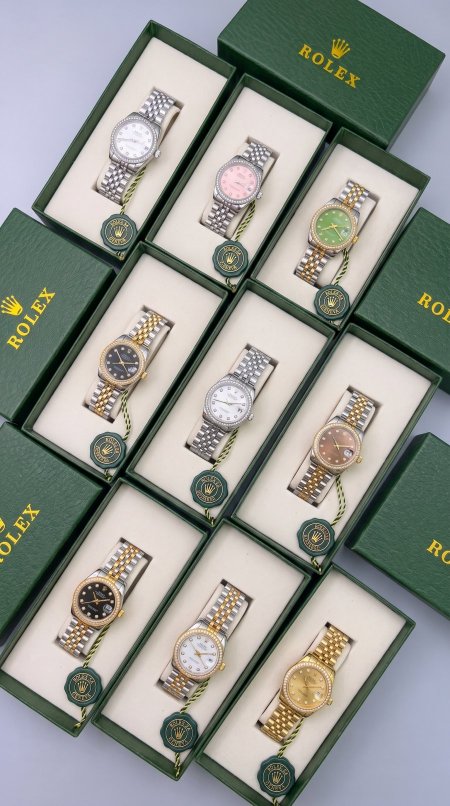 ساعة - ROLEX ستاتي زرقون وسط / شامل علبة الشركة وكيس